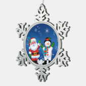 Snowman Pewter Snowflake Ornament (Rechts)