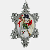 Snowman Pewter Snowflake Ornament (Links)