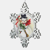 Snowman Pewter Snowflake Ornament (Rechts)