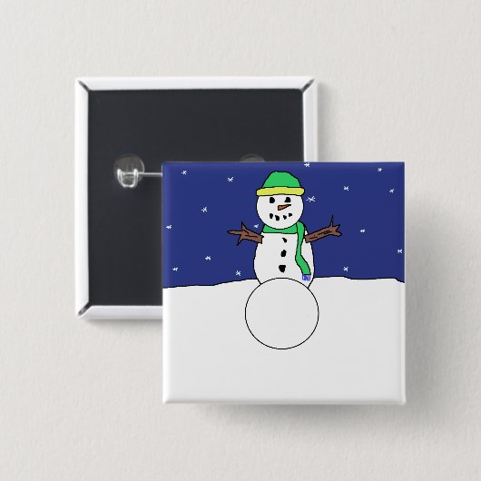 Snowman pin vierkante button 5,1 cm (Voorkant /achterkant)