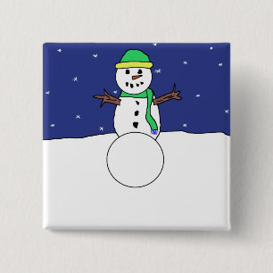 Snowman pin vierkante button 5,1 cm
