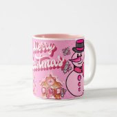 snowman pink, merry chrisnas tweekleurige koffiemok (Voorkant rechts)