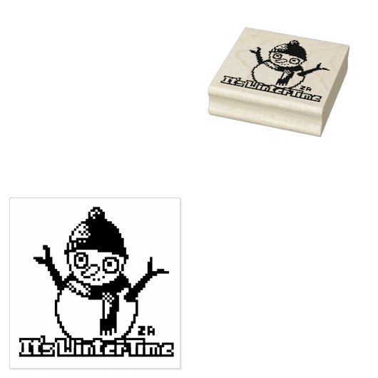 Snowman PixelArt, Pixel Art,  Rubberstempel (Gestempeld)