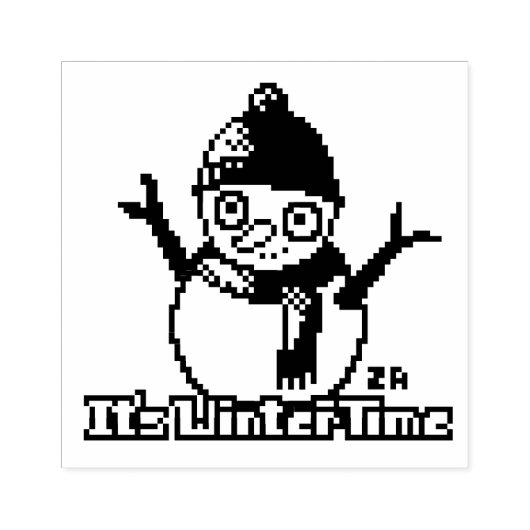 Snowman PixelArt, Pixel Art,  Rubberstempel (Afrduk)