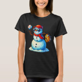 Snowman Playing Baseball As Tcher Boys Teens Chris T-shirt (Voorkant)