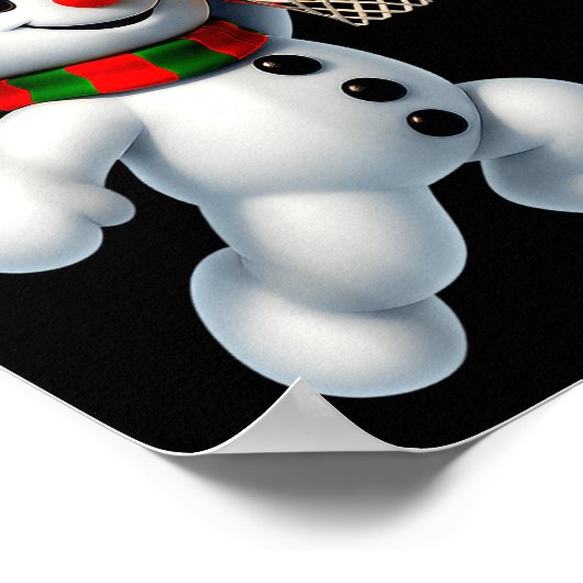 Snowman Playing Basketball Merry Christmas Pajamas Poster (Hoek)