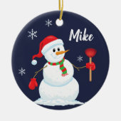 Snowman Plumber Ornament Personalized (Voorkant)