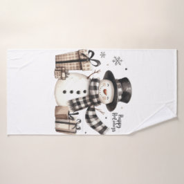 Snowman Prettige feestdagen Bad Handdoek