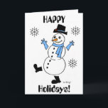 Snowman "PRETTIGE FEESTDAGEN" Kaart<br><div class="desc">Kaart: "PRETTIGE FEESTDAGEN!" Een wintery, schattige sneeuwman om je winter op te helderen! Geïnspireerd door de oorspronkelijke FFrosty, -look, retro-achtige Snowguy uit de jaren '50 is het meest recente ontwerp om in de winter te bellen en te juichen op de sneeuw! Handgetekend met inkt en digitaal gekleurd. Origineel kunstwerk van...</div>