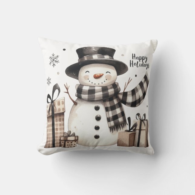 Snowman Prettige feestdagen Kussen (Voorkant)