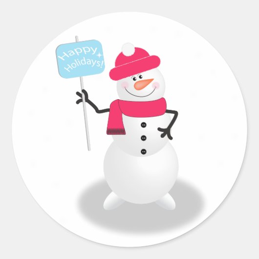 Snowman Prettige feestdagen Ronde Sticker (Voorkant)