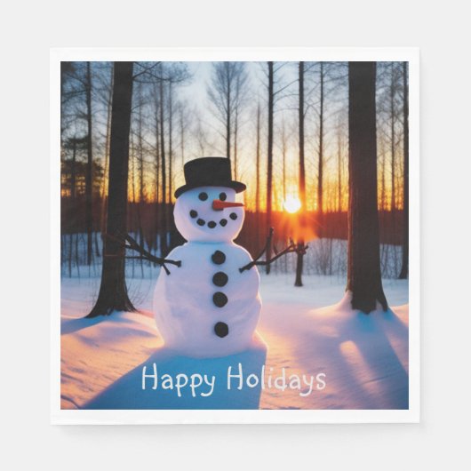 Snowman Prettige feestdagen Servet (Voorkant)