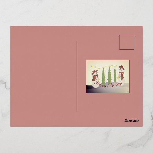 Snowman Prettige feestdagen Silver Foil Holiday (Achterkant)