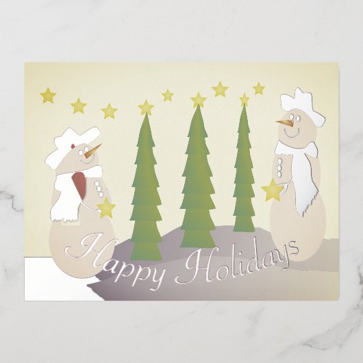 Snowman Prettige feestdagen Silver Foil Holiday (Voorkant)