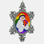 Snowman Pride Tin Sneeuwvlok Ornament (Links)