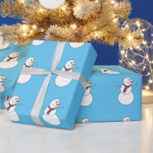 Snowman print blauw omslagpapier voor kerstmis