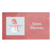 Snowman Pset Scarf Holiday Naambadge (Voorkant)