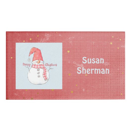 Snowman Pset Scarf Holiday Naambadge (Voorkant)