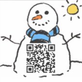 Snowman QR Code Sticker (Voorkant)