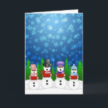 Snowman Quartet Caroler Singing Snowy Night Poster Feestdagen Kaart<br><div class="desc">Snowman Kwartet Carolers gekleed in Warm Scarfs en Petten die kerstliedjes en hymns zingen op een Snowy Night Poster</div>