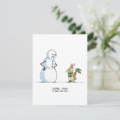 Snowman Rabbit Mystery Funny Xmas Greeting Feestdagenkaart (Staand voorkant)