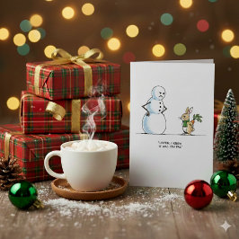 Snowman Rabbit Mystery Funny Xmas Greeting Feestdagenkaart
