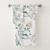 Snowman Rabbit Tree Snow House Kerstmis Bad Handdoek (Insitu)