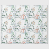 Snowman Rabbit Tree Snow House Kerstmis Cadeaupapier (Vlak)
