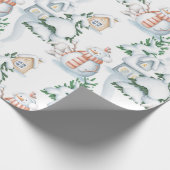 Snowman Rabbit Tree Snow House Kerstmis Cadeaupapier (Hoek)