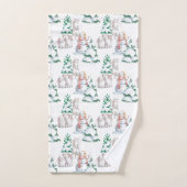 Snowman Rabbits Trees Snow Waterverf Kerstmis Bad Handdoek (Handdoek)