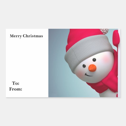 Snowman Rechthoekige Sticker (Voorkant)