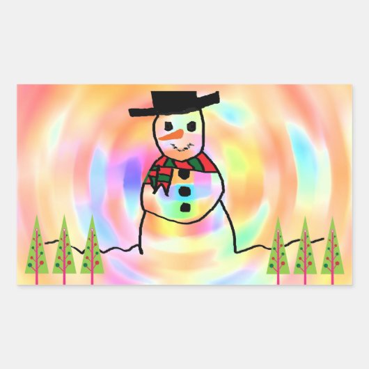 Snowman Rechthoekige Sticker (Voorkant)