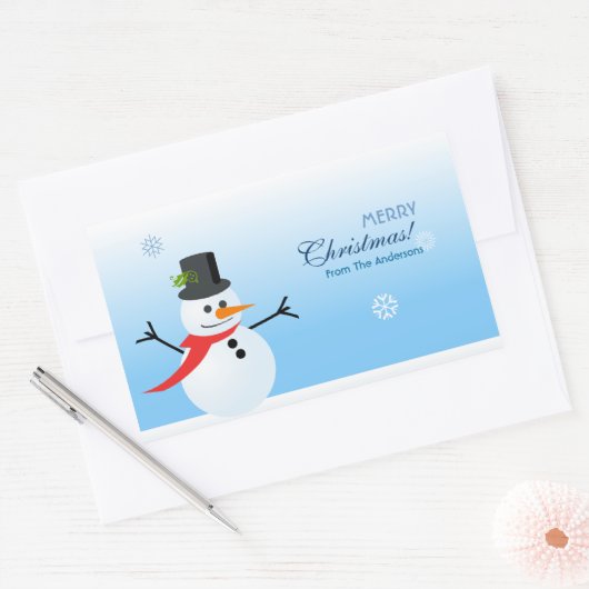 Snowman Rechthoekige Sticker (Envelop)