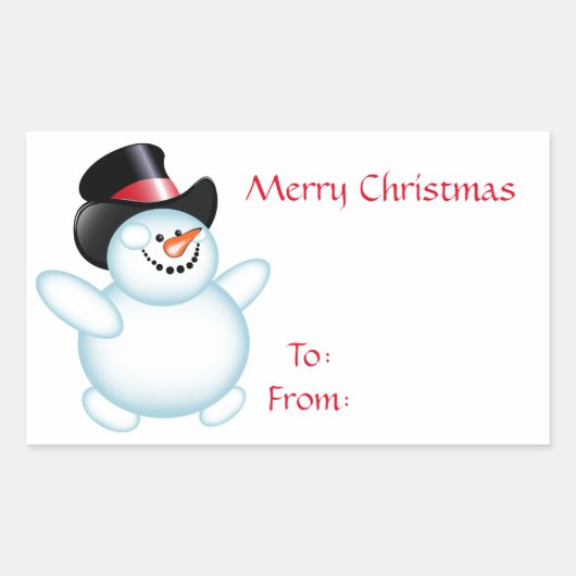 Snowman Rechthoekige Sticker (Voorkant)