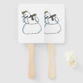 Snowman rectangle hand fans handwaaier (Voorkant en achterkant)