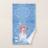 Snowman & Red Bird Kerstgast Bathroom Bath T Bad Handdoek (Handdoek)