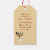 Snowman Red Bird Sleigh Ridt kerstFeestdagen Cadeaulabel (Achterkant)