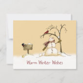 Snowman Red Bird Sleigh Ridt kerstFeestdagen Feestdagenkaart (Voorkant)