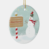 Snowman Red Birds van ons huis naar jou Keramisch Ornament (Rechts)