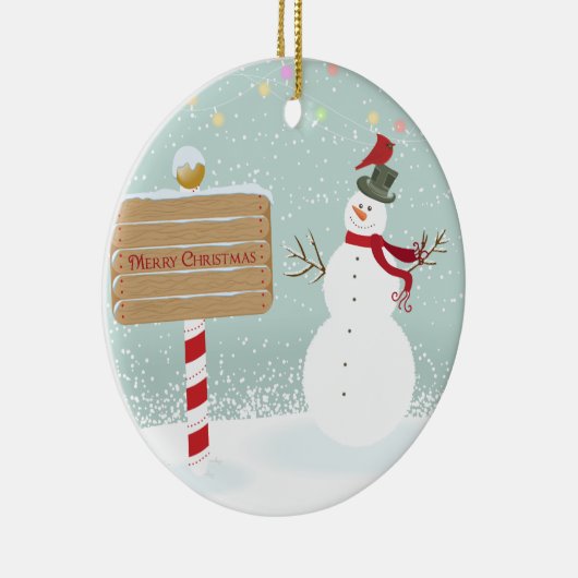 Snowman Red Birds van ons huis naar jou Keramisch Ornament (Rechts)