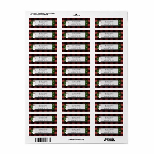 Snowman Red Buffalo Adresetiketten Etiket (Full Sheet)