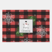 Snowman Red Buffalo Plaid | Zwart en rood Inpakpapier Vel (Voorkant 3)