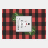 Snowman Red Buffalo Plaid | Zwart en rood Inpakpapier Vel (Voorkant 2)