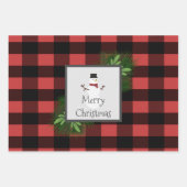 Snowman Red Buffalo Plaid | Zwart en rood Inpakpapier Vel (Voorkant)