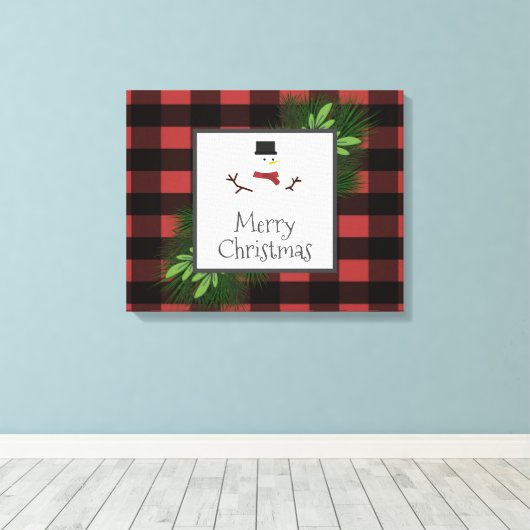 Snowman Red Buffalo Play Canvas Afdrukken (Insitu (Houten vloer))
