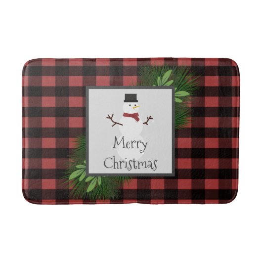 Snowman Red Buffalo Pset Bath Mat (Voorkant)