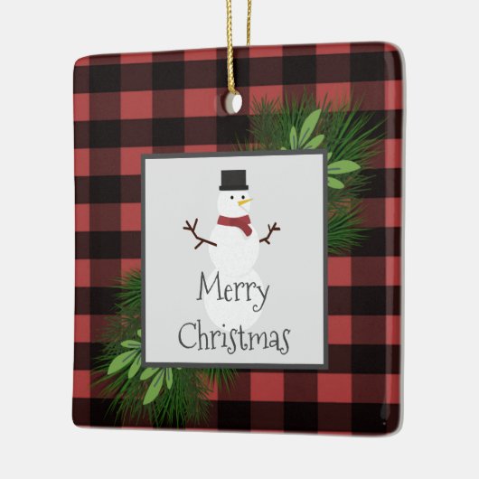 Snowman Red Buffalo Pset Ceramic Ornament (Links)