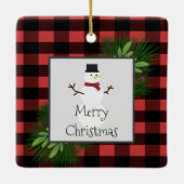 Snowman Red Buffalo Pset Ceramic Ornament (Achterkant)