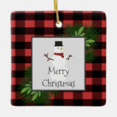 Snowman Red Buffalo Pset Ceramic Ornament (Voorkant)