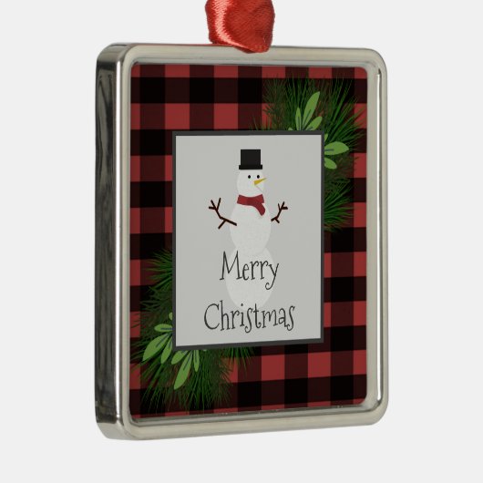 Snowman Red Buffalo Pset Ceramic Ornament (Rechts)